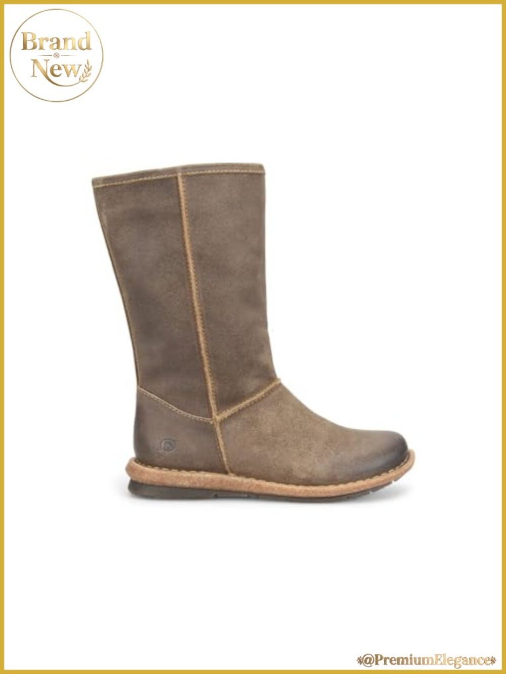 Suede Mid Calf Boots Cork Infused Rubber Sole Cushioned Removable Footbed